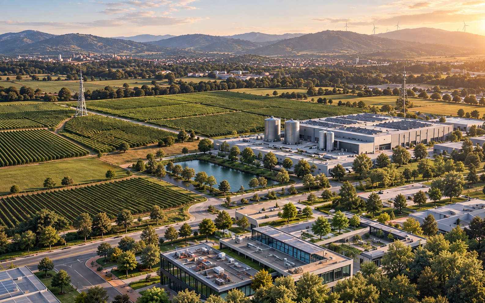 A connected industrial and agricultural landscape